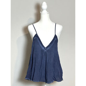 Tina Jo Top Blue Destressed Spaghetti Straps‎ Size (M)